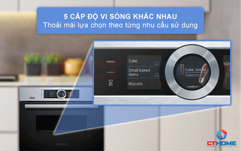 Hâm nóng và rã đông nhanh chóng với 5 cấp độ vi sóng