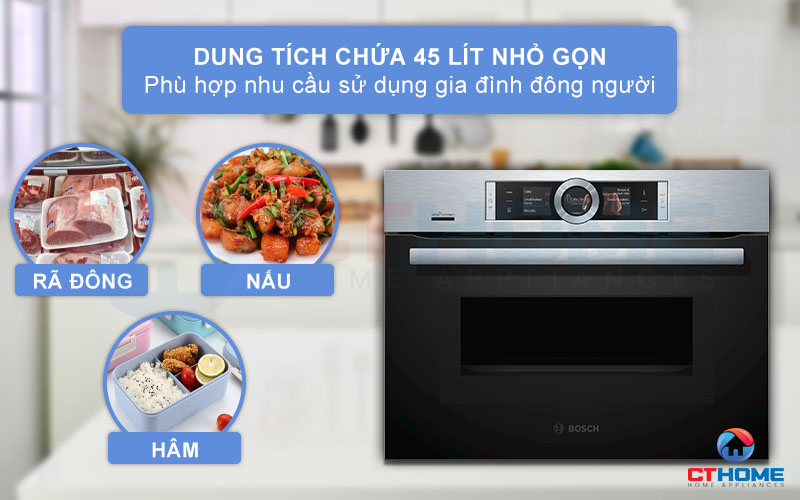 Dung tích lò 45 lít thoải mái cho bạn sử dụng gia đình đông người