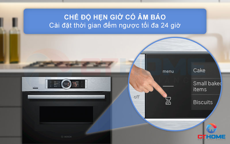 Chế độ hẹn giờ có âm báo với thời gian hẹn tối đa 24 giờ