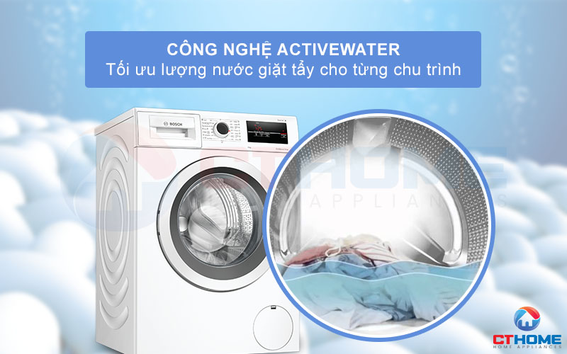 Tối ưu lượng nước giặt từng chu trình nhờ công nghệ ActiveWater