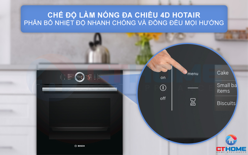 Chế độ nướng 4D giúp cho công việc nướng thức ăn trở nên đơn giản và linh hoạt