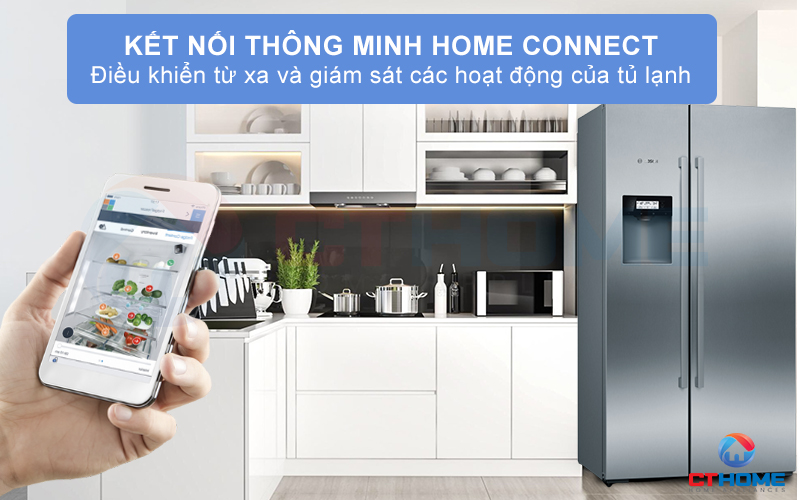 Điều khiển và giám sát các hoạt động của tủ lạnh thông qua ứng dụng Home Connect