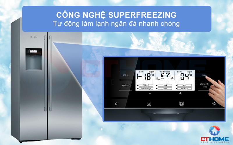 Tự động làm lạnh ngăn đá nhanh chóng với công nghệ Superfreezing