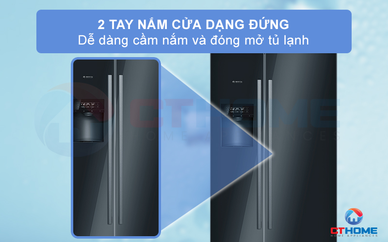 Hai tay nắm cửa dọc giúp thao tác đóng mở cửa nhẹ nhàng