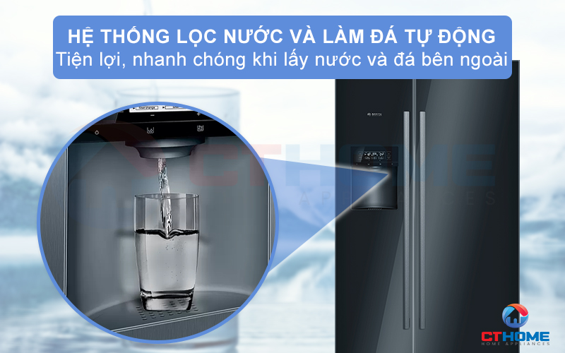 Hệ thống lấy nước bên ngoài và làm đá tự động tiện lợi nhanh chóng