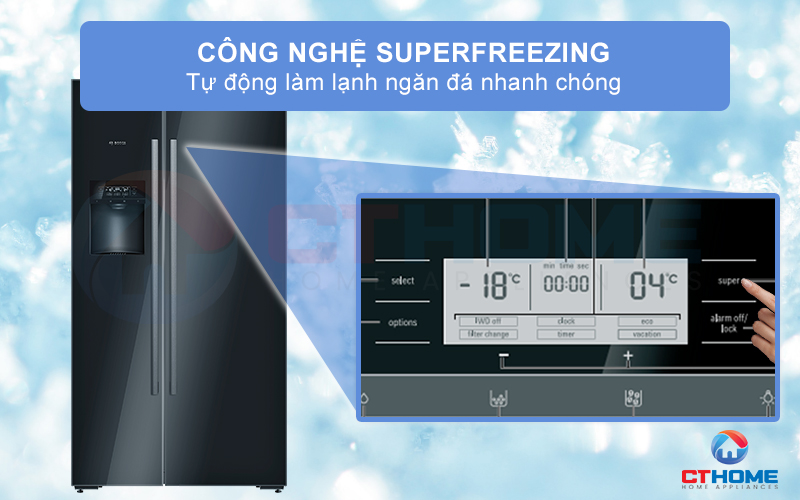 Tự động làm lạnh ngăn đá nhanh chóng với công nghệ Superfreezing