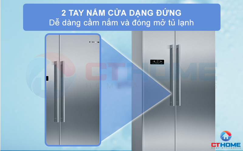 Cánh cửa tủ còn được trang bị thêm 2 tay nắm cửa dạng đứng bằng nhôm dọc