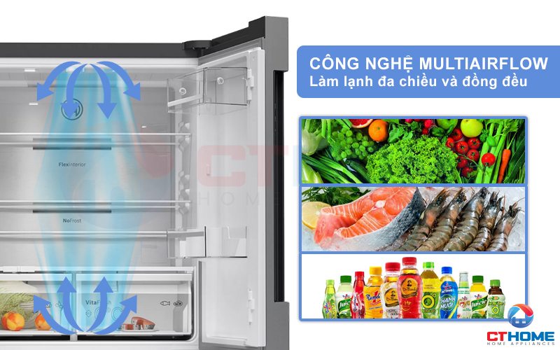 Hệ thống đa luồng Multiairflow làm lạnh đa chiều và đồng đều