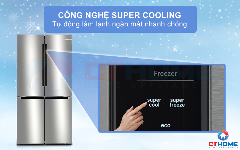 Công nghệ SuperCooling tự động làm lạnh ngăn mát nhanh chóng