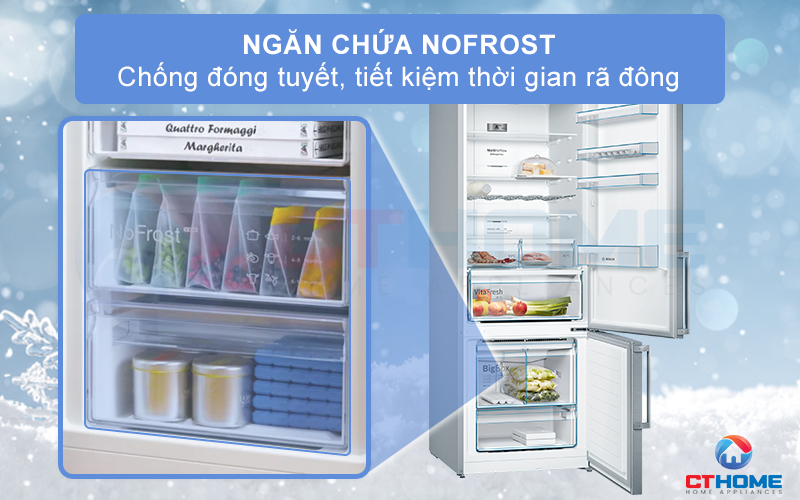 Công nghệ chống đông tuyết NoFrost tiết kiệm thời gian rã đông hơn