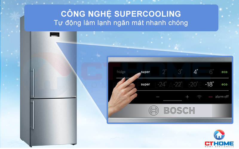 Công nghệ SuperCooling tự động làm lạnh ngăn mát nhanh chóng