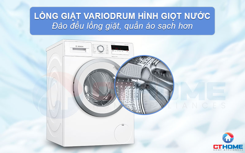 Lồng giặt hình giọt nước VarioDrum giúp tối ưu lượng nước giặt hơn