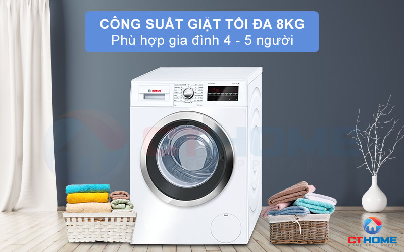 Công suất giặt tối đa 8kg phù hợp gia đình 4 - 5 thành viên