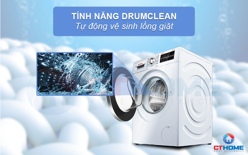 Kích hoạt Drum Clean để tự động vệ sinh lồng giặt khi cần thiết