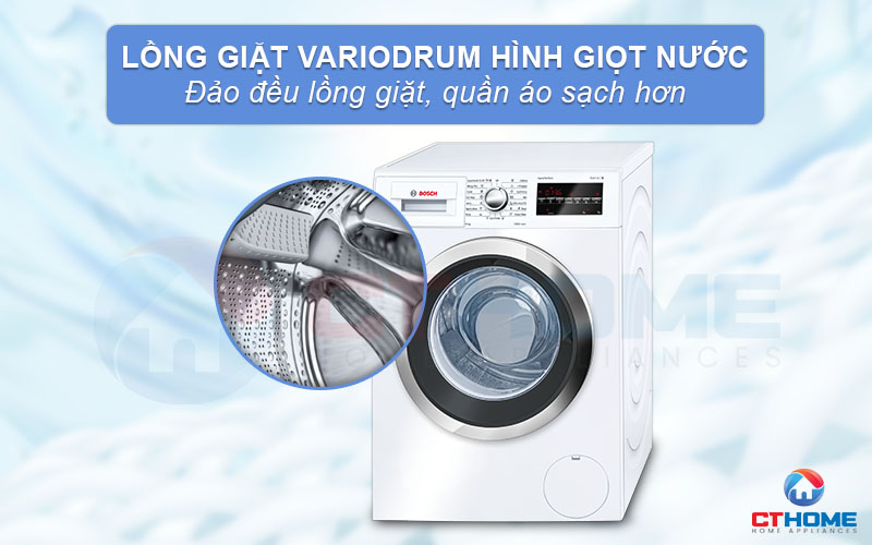 Lồng giặt hình giọt nước VarioDrum giúp phân phối nước giặt đồng đều hơn