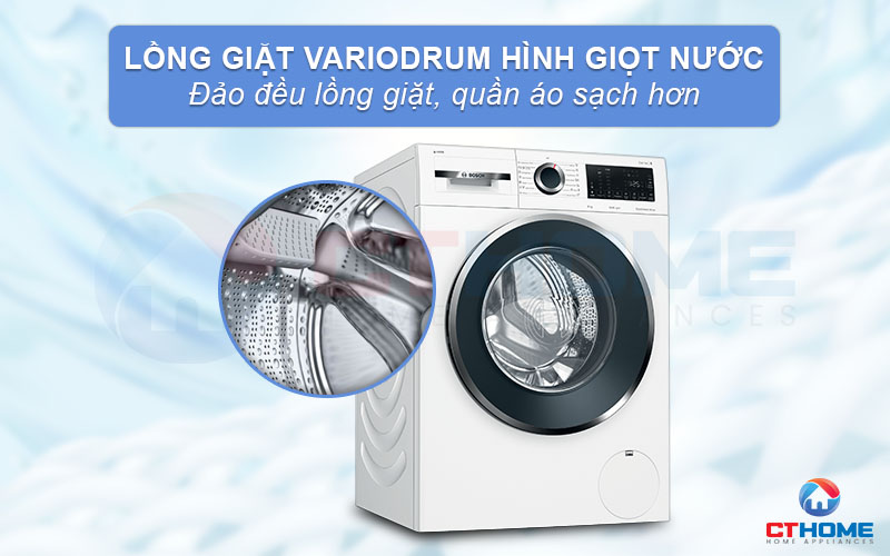 Cấu trúc hình giọt nước Vario Drum giúp phân phối nước hiệu quả hơn