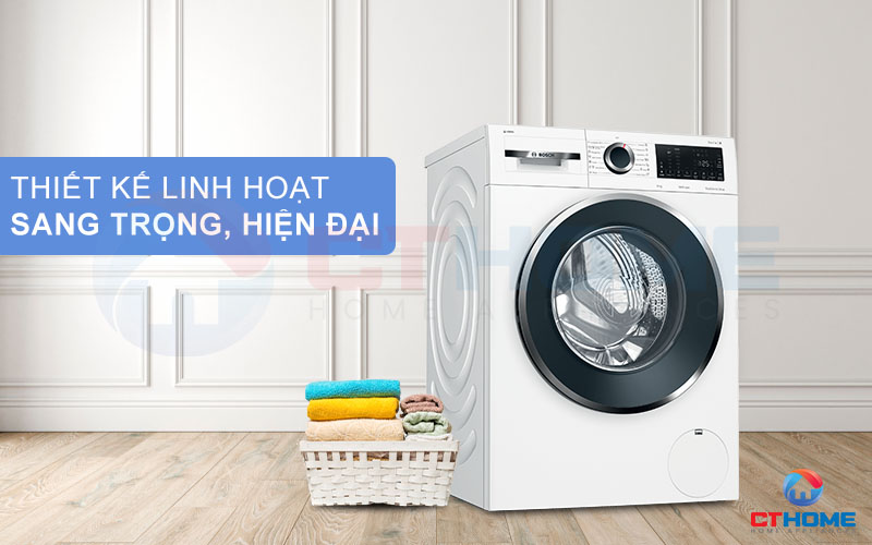 Máy giặt Bosch WGG244A0SG có thiết kế chắc chắn, sang trọng, linh hoạt trong mọi không gian.