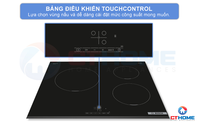 Dễ dàng lựa chọn vùng nấu và công suất mong muốn với bảng điều khiển TouchControl