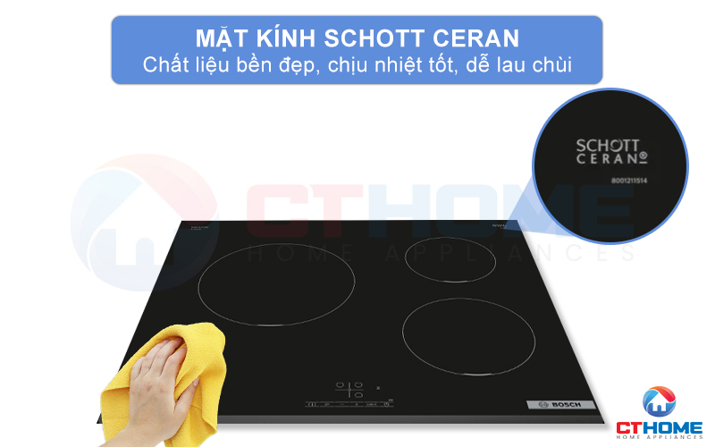 Bếp từ Bosch PUC631BB5E được trang bị mặt kính Schott Ceran