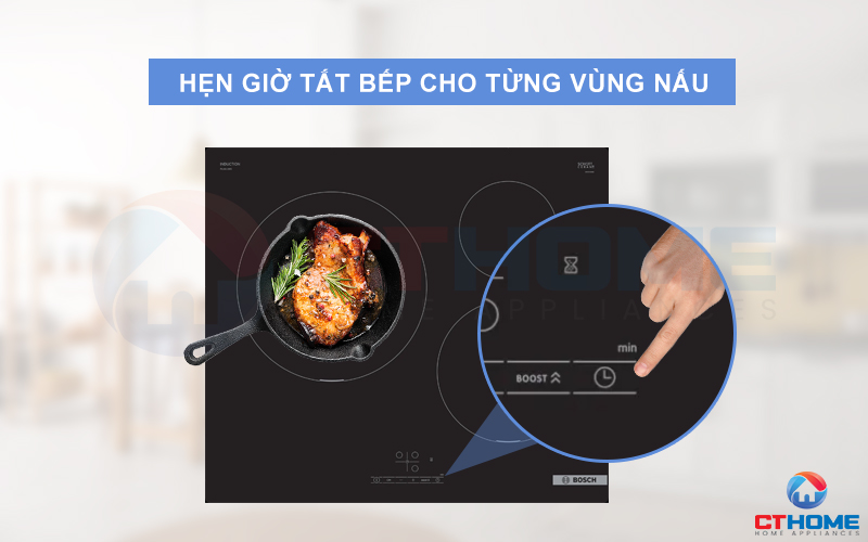 Chế độ hẹn giờ tắt giúp bạn chủ động hơn trong thời gian nấu nướng