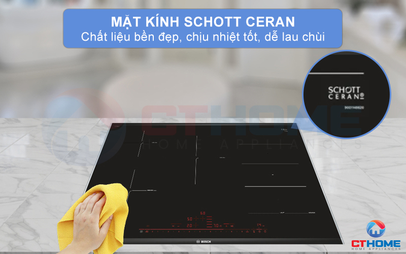 Bếp từ PXV875DC1E sử dụng mặt kính Schott Ceran cao cấp của Đức