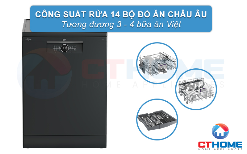 MÁY RỬA CHÉN ĐỘC LẬP BEKO BDFN26430A MÀU ĐEN 14 BỘ SẤY HÉ CỬA 2