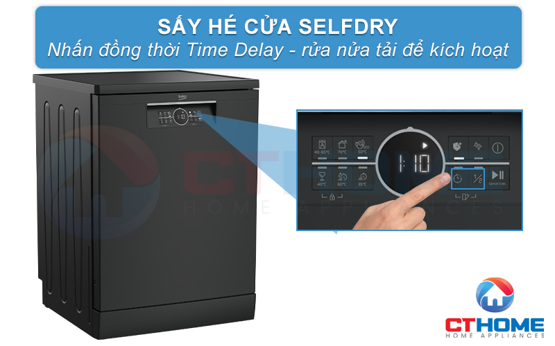 MÁY RỬA CHÉN ĐỘC LẬP BEKO BDFN26430A MÀU ĐEN 14 BỘ SẤY HÉ CỬA 6