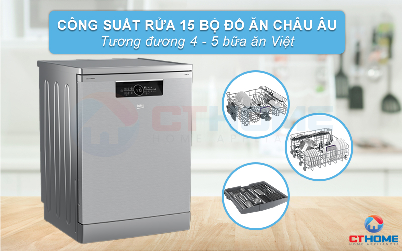 MÁY RỬA CHÉN ĐỘC LẬP BEKO BDFN36530XC 15 BỘ SẤY HÉ CỬA 2