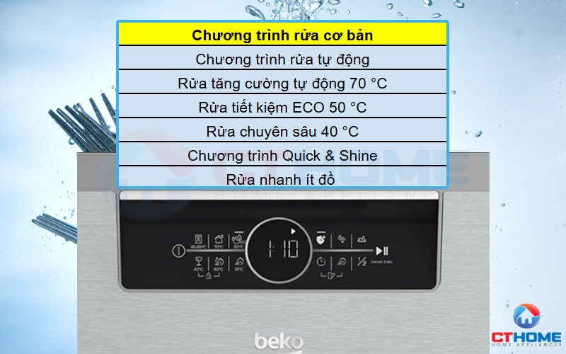 MÁY RỬA CHÉN ĐỘC LẬP BEKO BDFN36530XC 15 BỘ SẤY HÉ CỬA 3
