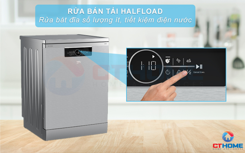 MÁY RỬA CHÉN ĐỘC LẬP BEKO BDFN36530XC 15 BỘ SẤY HÉ CỬA 10