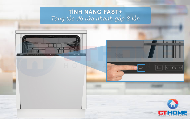 MÁY RỬA BÁT ÂM TỦ BEKO BDIN38643C - 16 BỘ SẤY HÉ CỬA 10