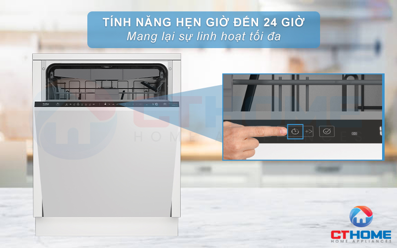 MÁY RỬA BÁT ÂM TỦ BEKO BDIN38643C - 16 BỘ SẤY HÉ CỬA 9