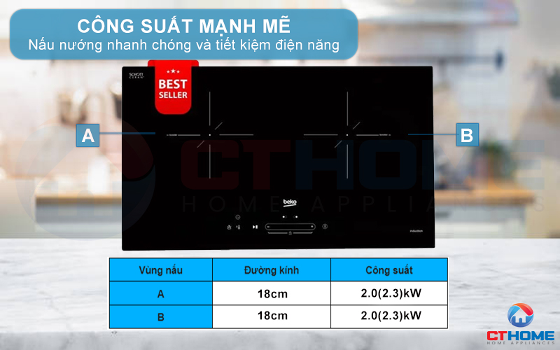 BẾP TỪ ÂM BEKO HII 72508 TBO 2 VÙNG NẤU 4600W HII72508TBO 3