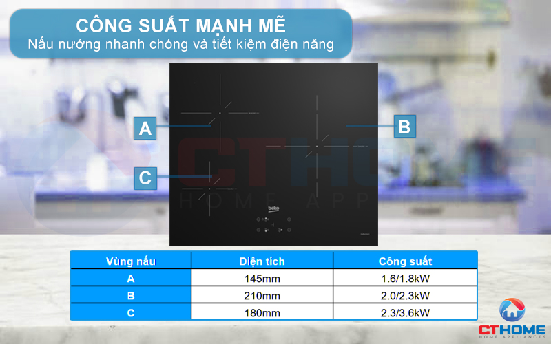 BẾP TỪ ÂM BEKO HII63402MT 3 VÙNG NẤU 7200W 4