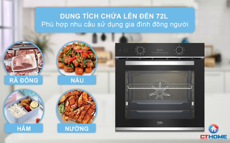 LÒ NƯỚNG TÍCH HỢP HƠI NƯỚC BEKO BBIS13300XMSE 72 LÍT NGANG 60CM 2