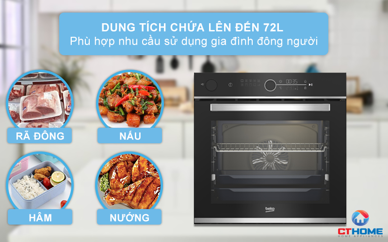 LÒ NƯỚNG TÍCH HỢP HƠI NƯỚC BEKO BBIS13400XMSE 72 LÍT NGANG 60CM 2