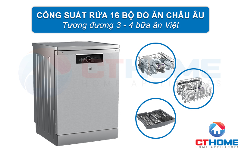 MÁY RỬA BÁT ĐỘC LẬP BEKO BDFN36641XA 16 BỘ SẤY HÉ CỬA 2