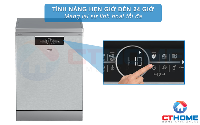 MÁY RỬA BÁT ĐỘC LẬP BEKO BDFN36641XA 16 BỘ SẤY HÉ CỬA 8