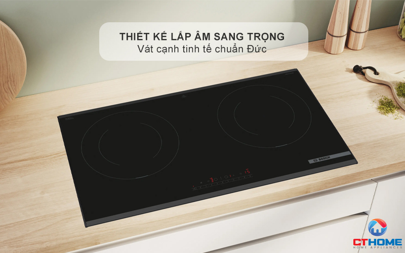 Thiết kế vát cạnh Comfort Profil sang trọng của bếp từ Bosch PPI8256XVN