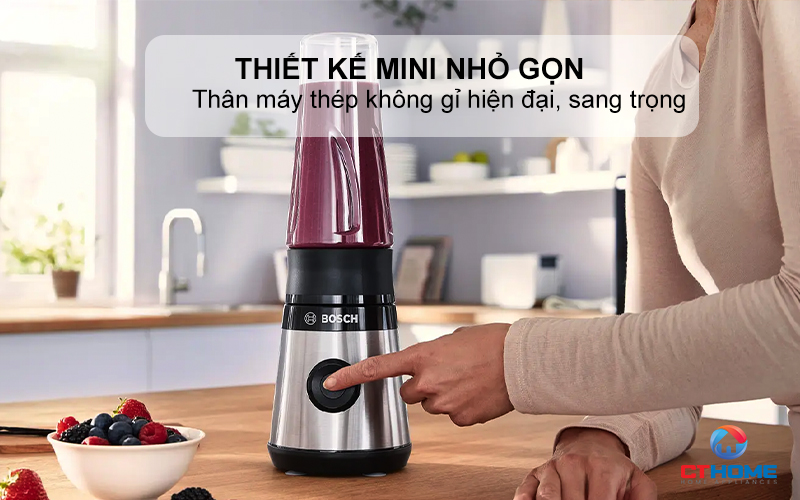 MÁY XAY SINH TỐ MINI BOSCH MMB2111M VITAPOWER SERIE 2 450W THÉP KHÔNG GỈ  mmb2111m 1
