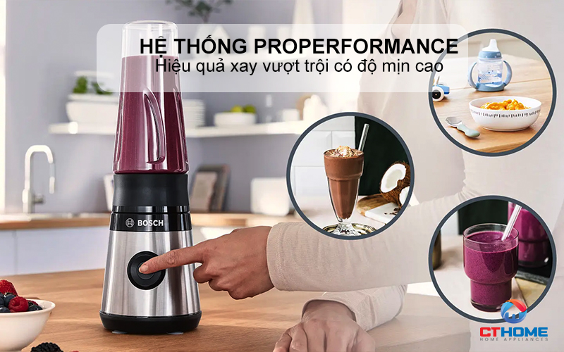 MÁY XAY SINH TỐ MINI BOSCH MMB2111M VITAPOWER SERIE 2 450W THÉP KHÔNG GỈ  mmb2111m 3