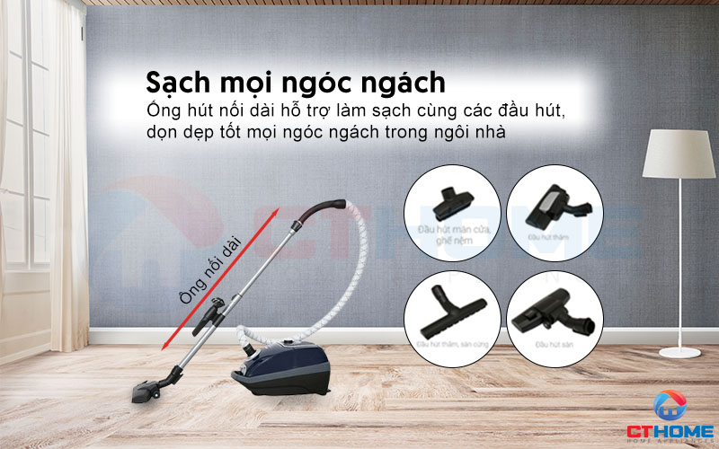 Đầu hút linh hoạt, dọn dẹp sạch sẽ đến mọi ngóc ngách