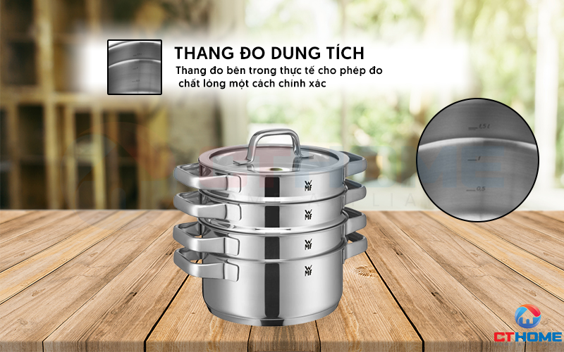 Dễ dàng ước lượng được chất lỏng trong nồi với thang đo dung tích