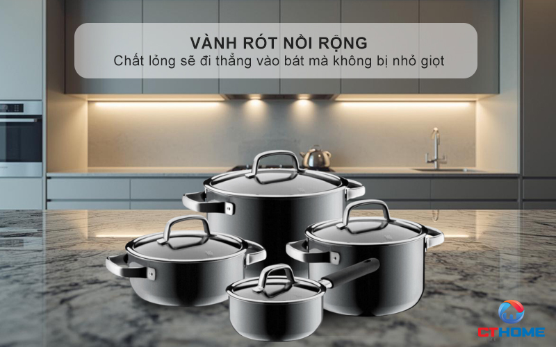 Vành rót nồi rộng- Chất lỏng không bị nhỏ giọt