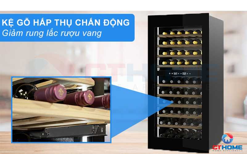 Thiết kế kệ gỗ có thể tháo rời, chống rung hiệu quả giúp bảo vệ rượu vang tốt nhất