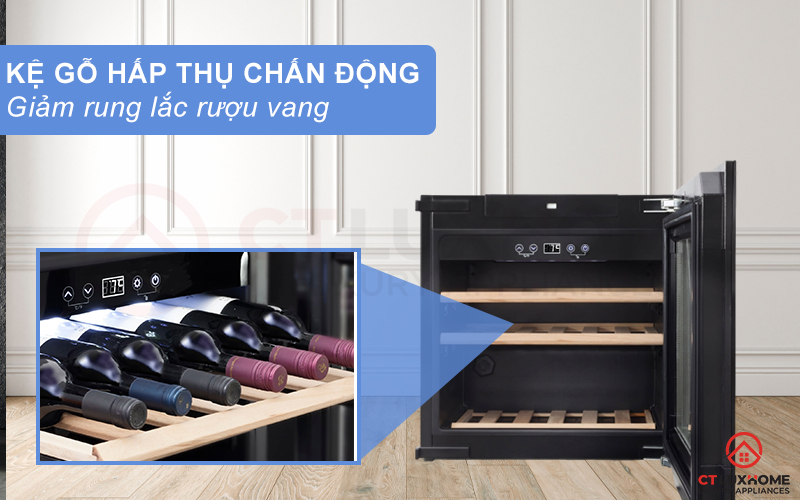 Thiết kế kệ gỗ có thể tháo rời, chống rung hiệu quả giúp bảo vệ rượu vang tốt nhất