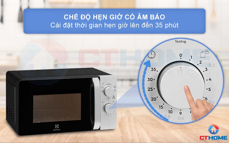 Chế độ hẹn giờ tối đa lên đến 35 phút có âm báo kết thúc.