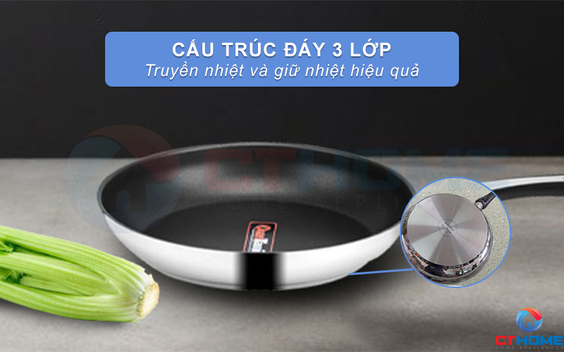 Cấu trúc đáy chảo 3 lớp truyền và giữ nhiệt tối ưu