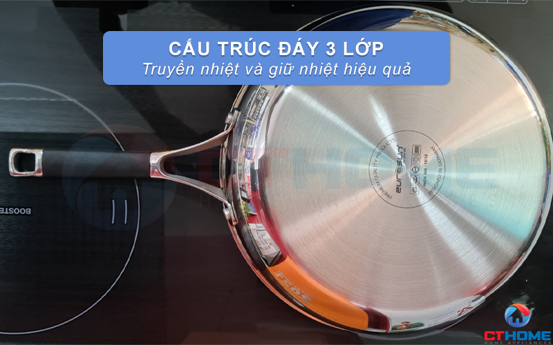 Cấu trúc đáy chảo 3 lớp truyền và giữ nhiệt tối ưu