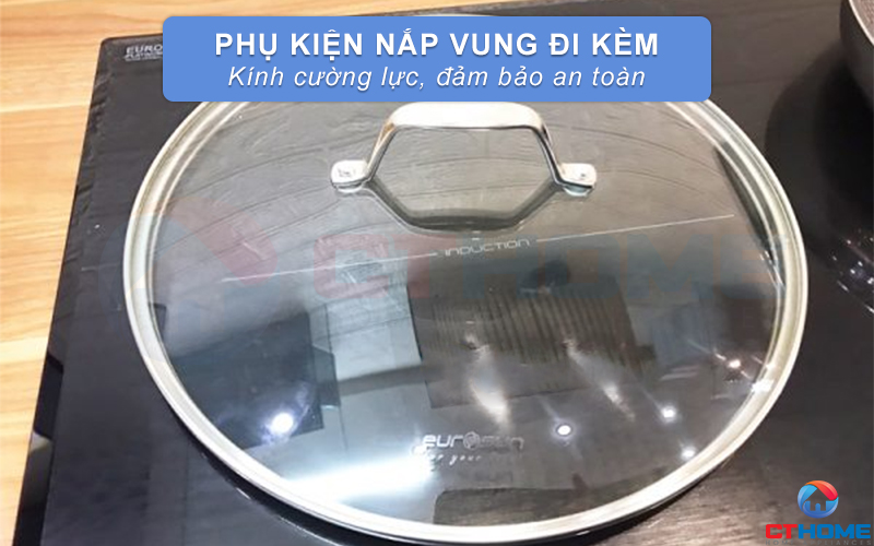Phụ kiện nắp vung kính cường lực đi kèm kết hợp tay cầm cách nhiệt